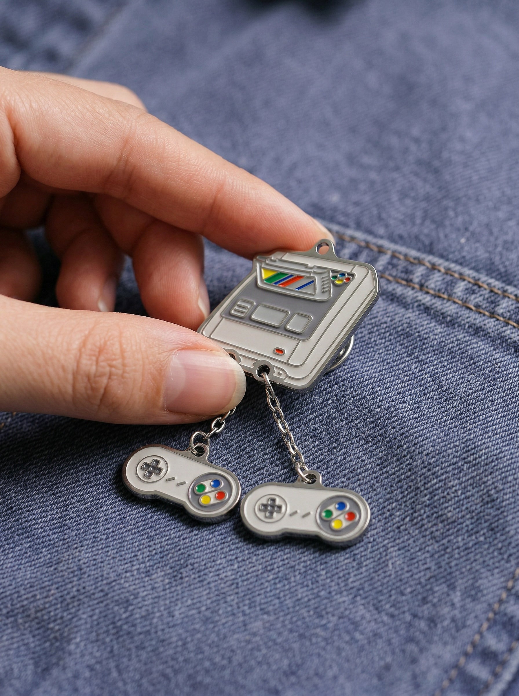 Super Nintendo Pin, Retro Gaming Gift