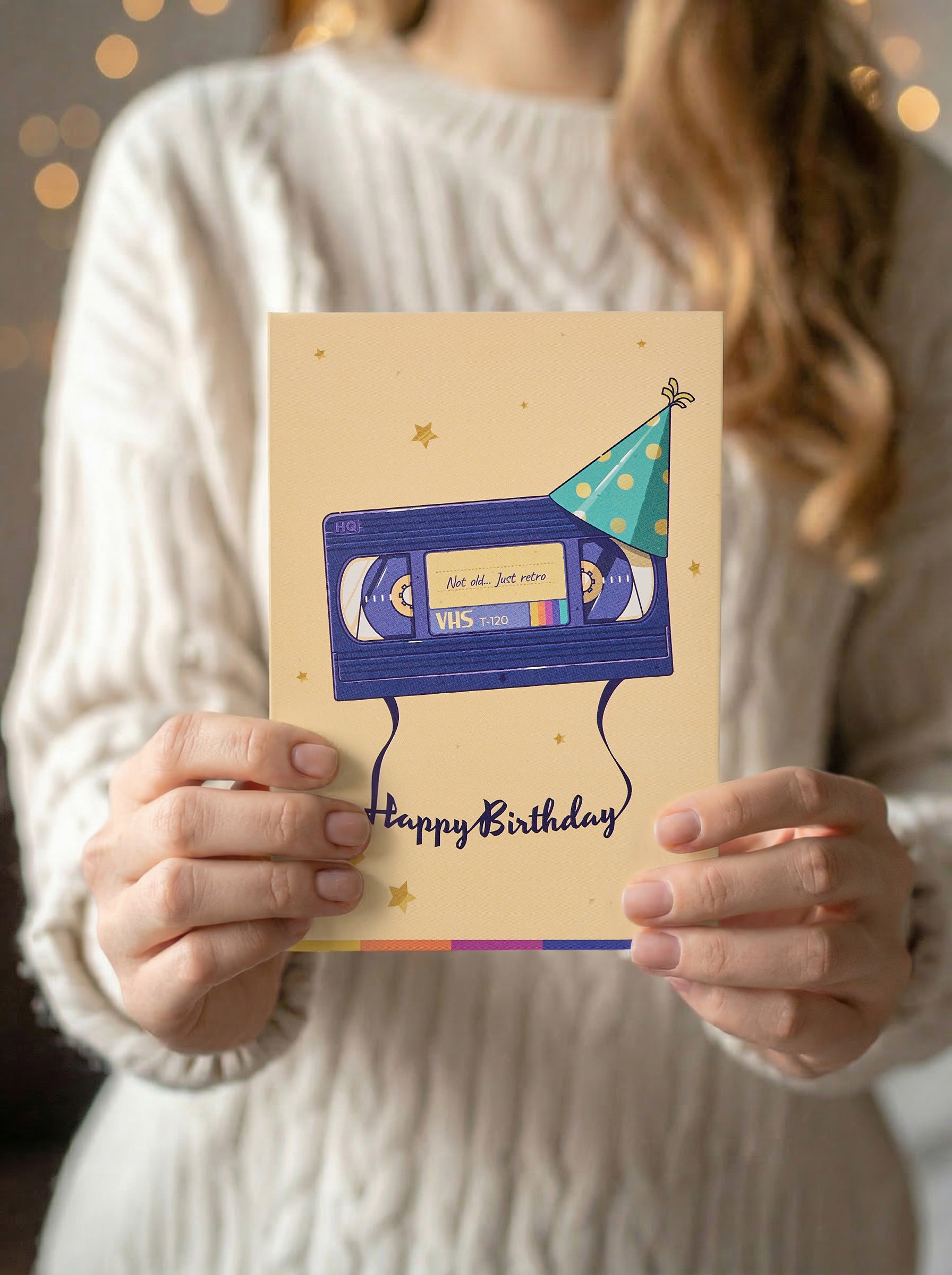 Retro VHS Birthday Card, Nostalgic 80s Movie Vibes, Includes Sticker