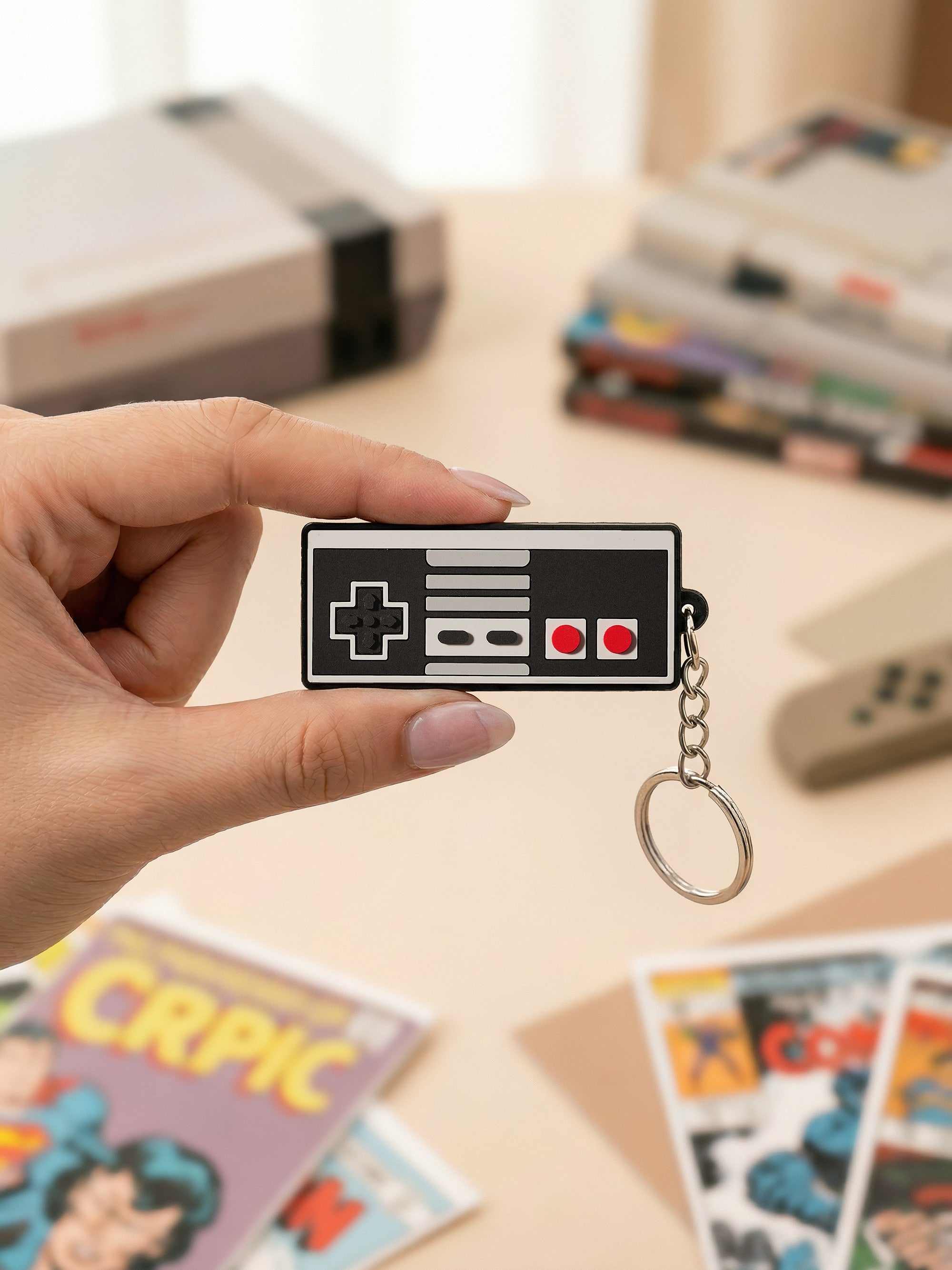 8-bit NES-style Retro Controller Keychain. Retro Gaming Keyring Gift